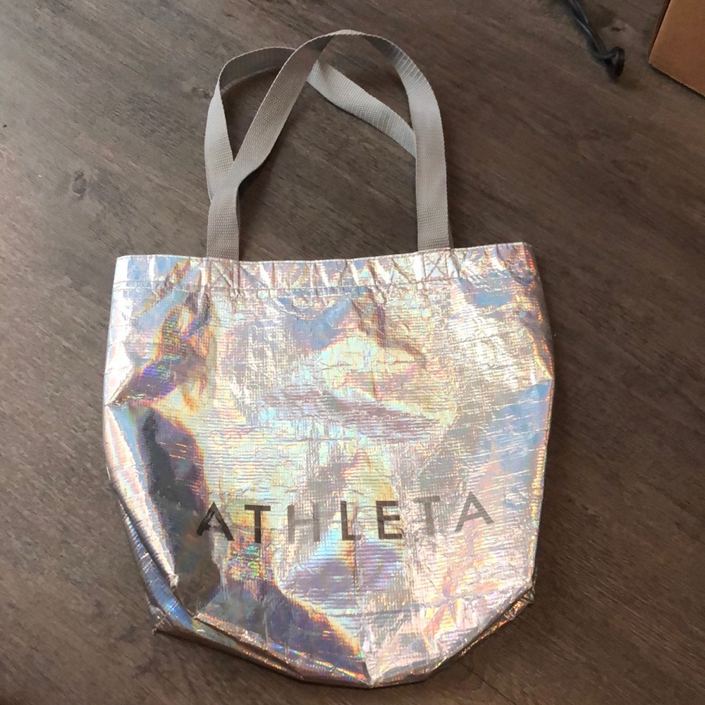 Silver metallic Athleta bag